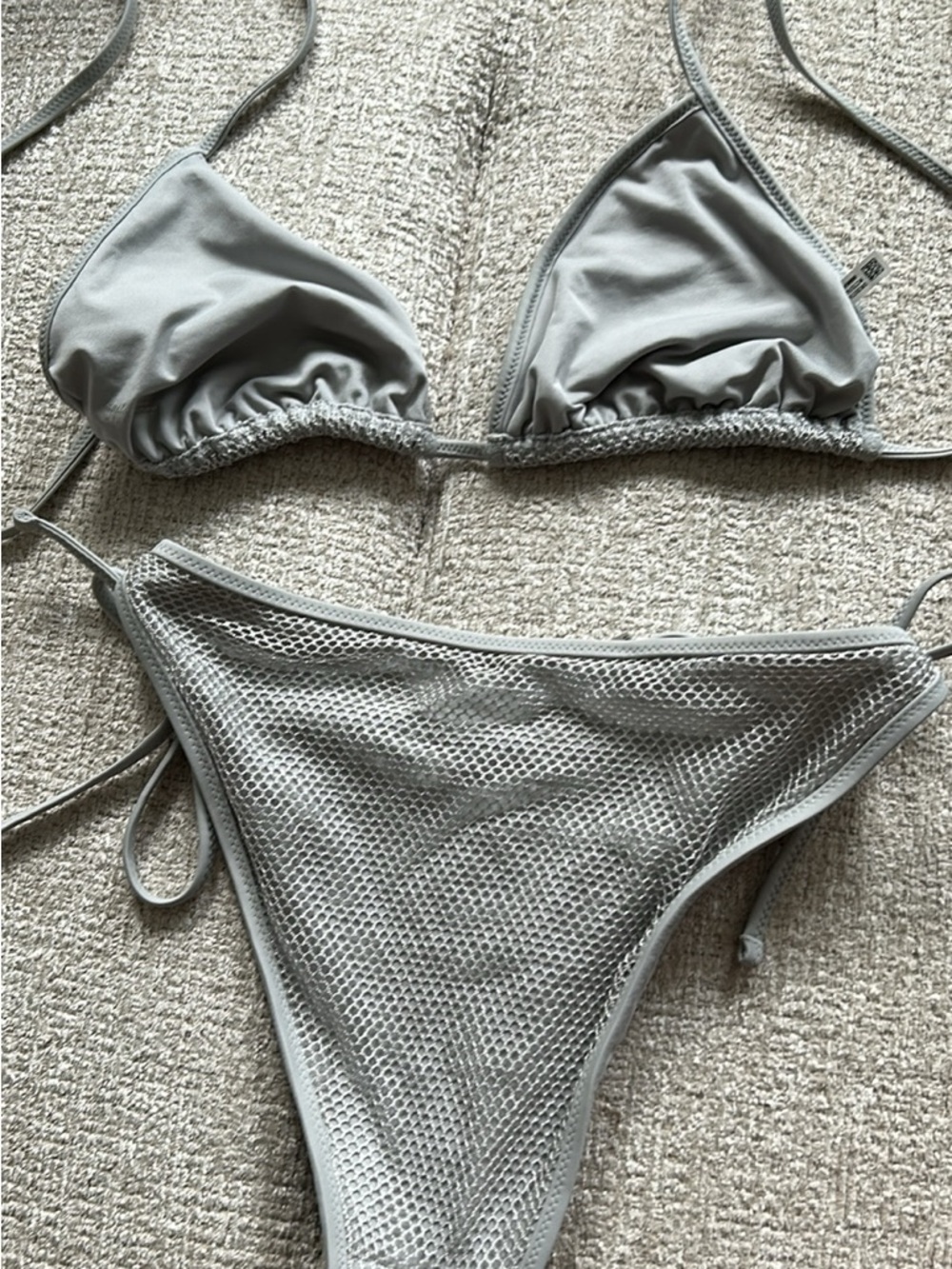 Arie Women's Grey Mesh Triangle Bikini Set -